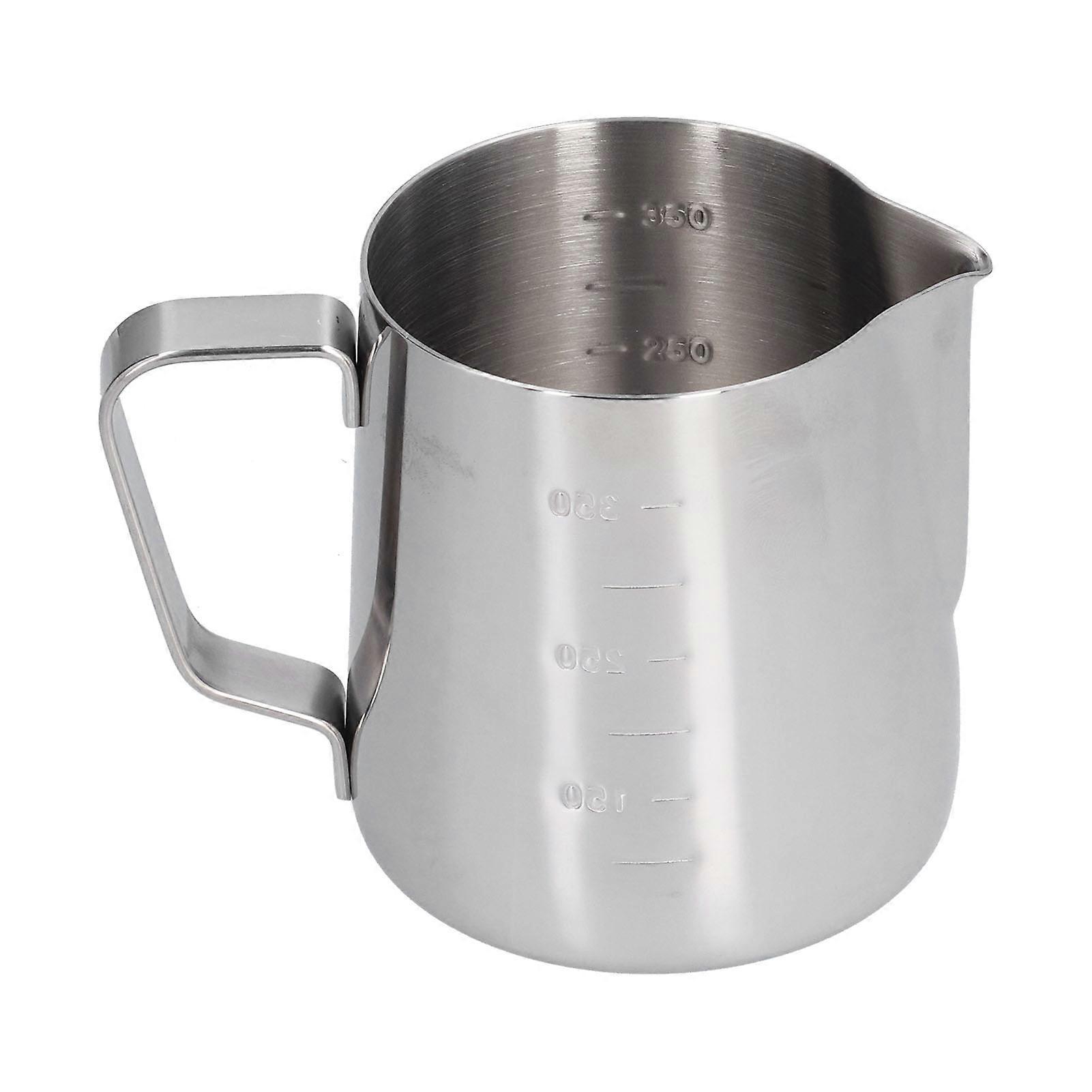 400ml Stainless Steel Pointed Spout Coffee Pitcher, Milk Frothing Jug and Steamer with Scale