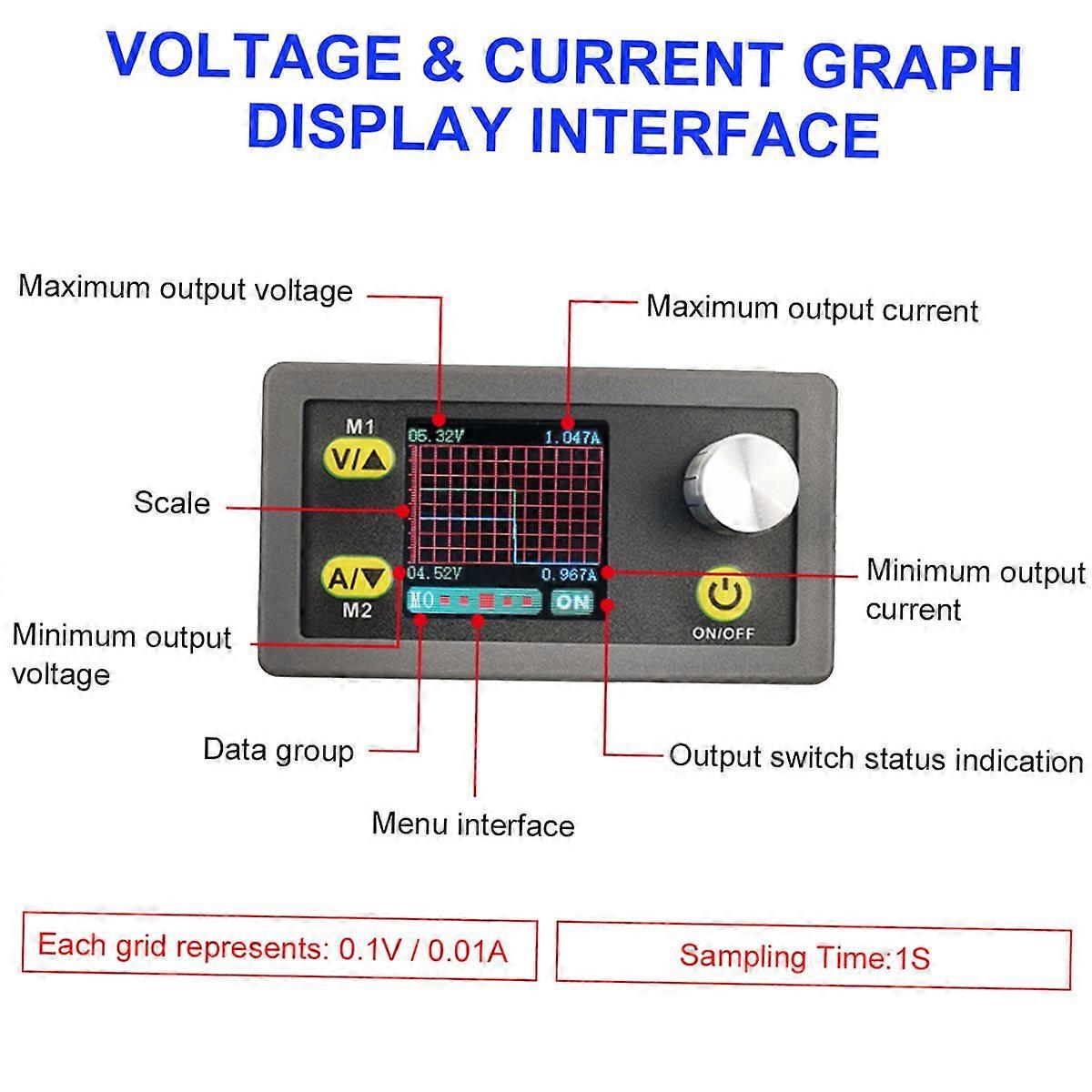Digital Control Module 5A 80W Constant Voltage Current Programmable Power Supply Module Adjustable Voltage Regulator Data Storage DC Power Module
