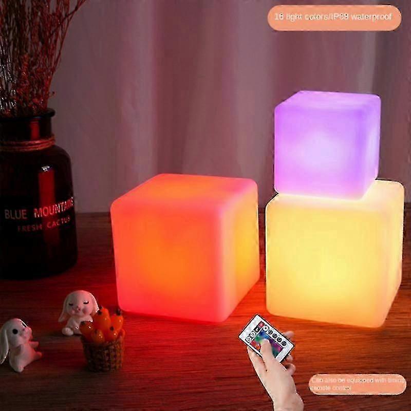 Led Cube Chair Light, Cordless Led Square Cube Chair, Rgb Color Changing Light Up Rechargeable Waterproof W/remote