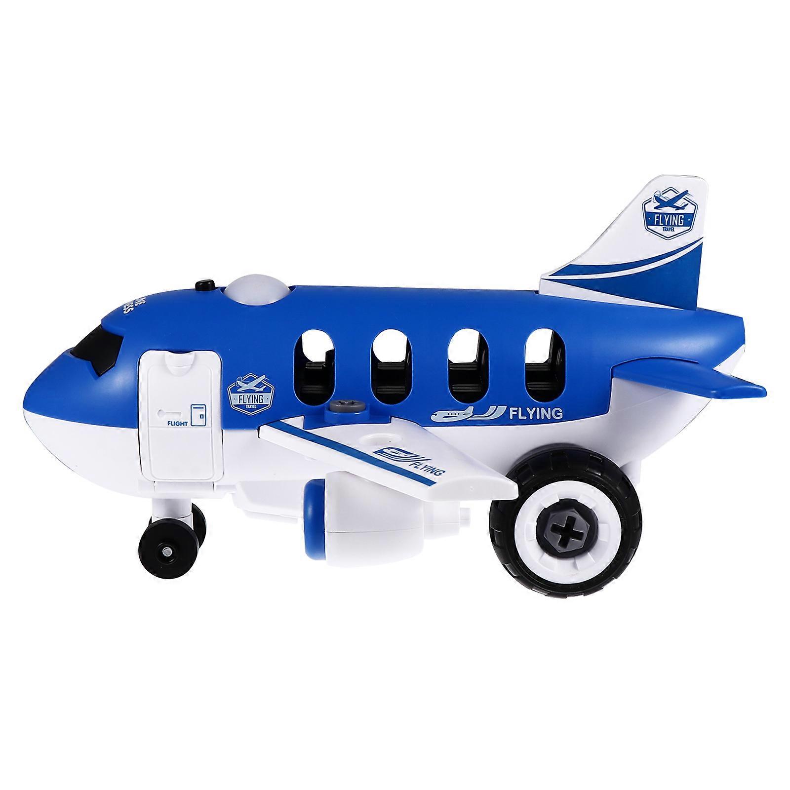 Kids Airplane Building Toys Assembly Aircraft Toy Diy Activity Plastic Blue for Hand-Eye Coordination 1 Set