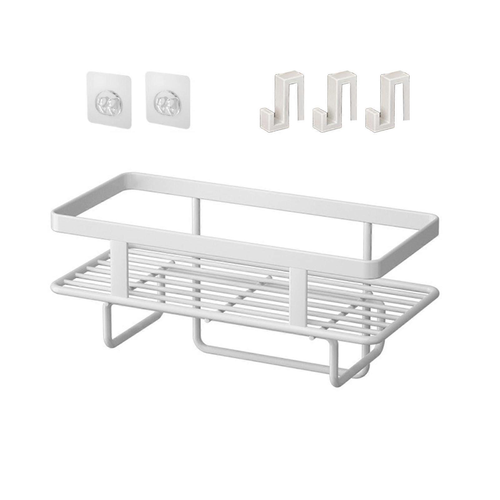 Bathroom Organizers Over Toilet Storage, Shelves with 3 Hooks, Wall Mounted Shelf Rack Ref: 7775