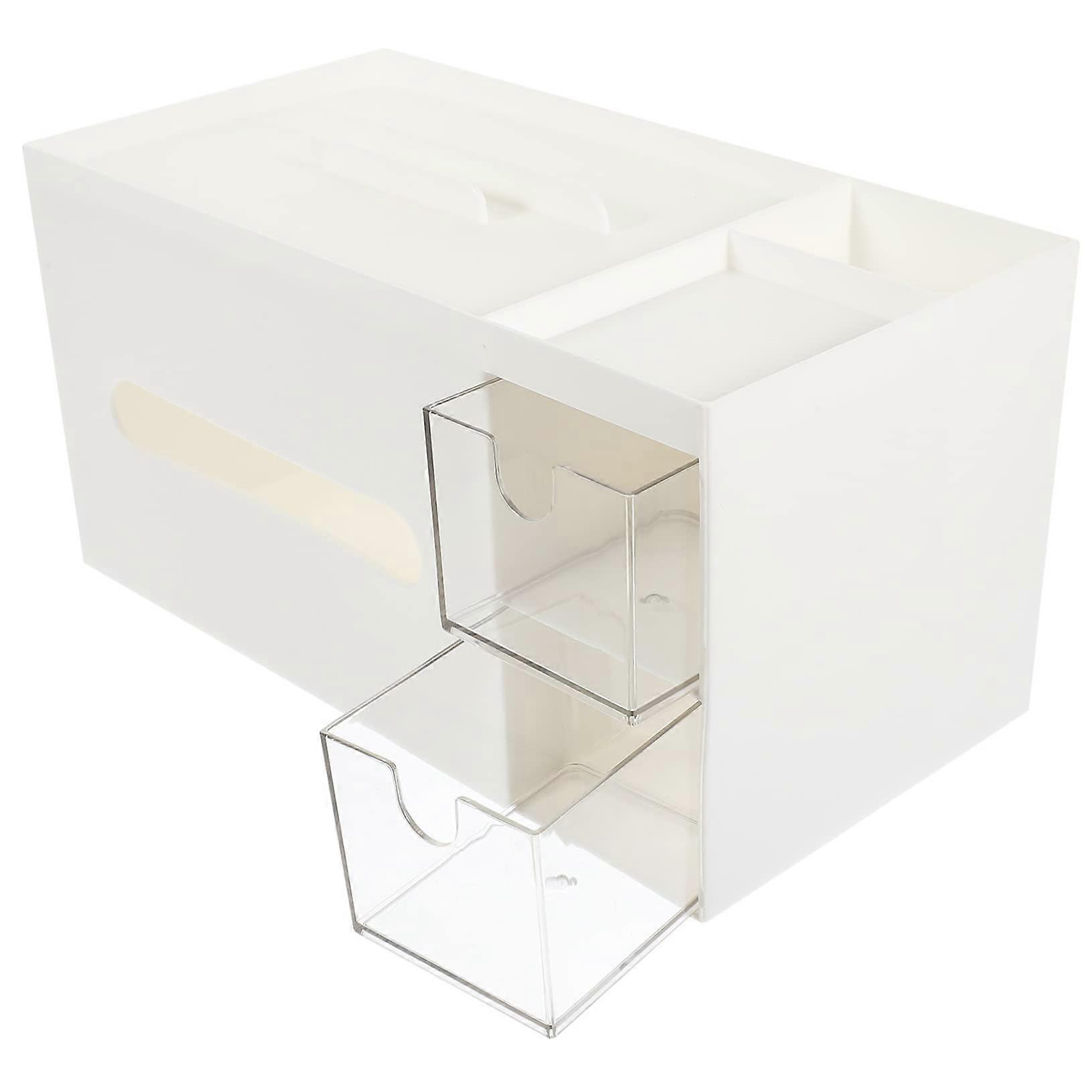 Cute Desk Organizer Small Multifunctional Storage Box for Makeup and Office Accessories, Compact and Stylish Design in White