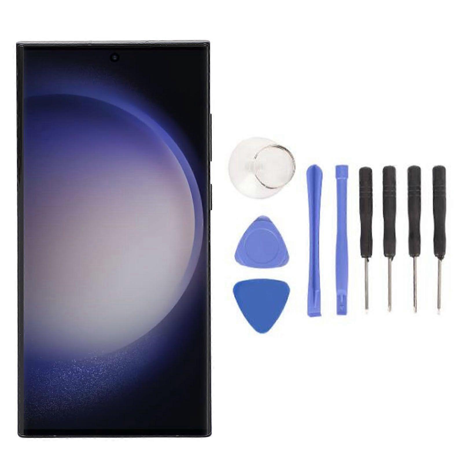 Phone Screen Replacement with Frame Support Fingerprint 6.8 Inch Screen Digitizer Assembly for Galaxy S23 Ultra 5G SM S918B EU International Version M