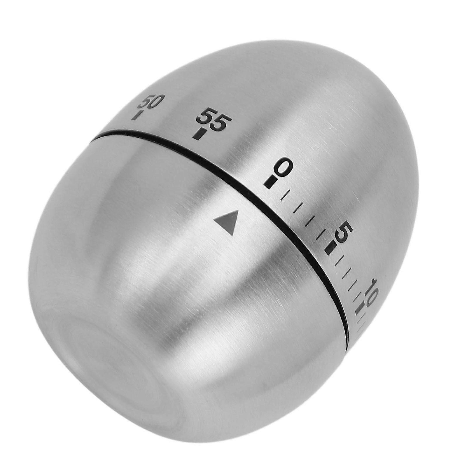 Egg-Shaped Mechanical Kitchen Timer Stainless Steel Clear Scale