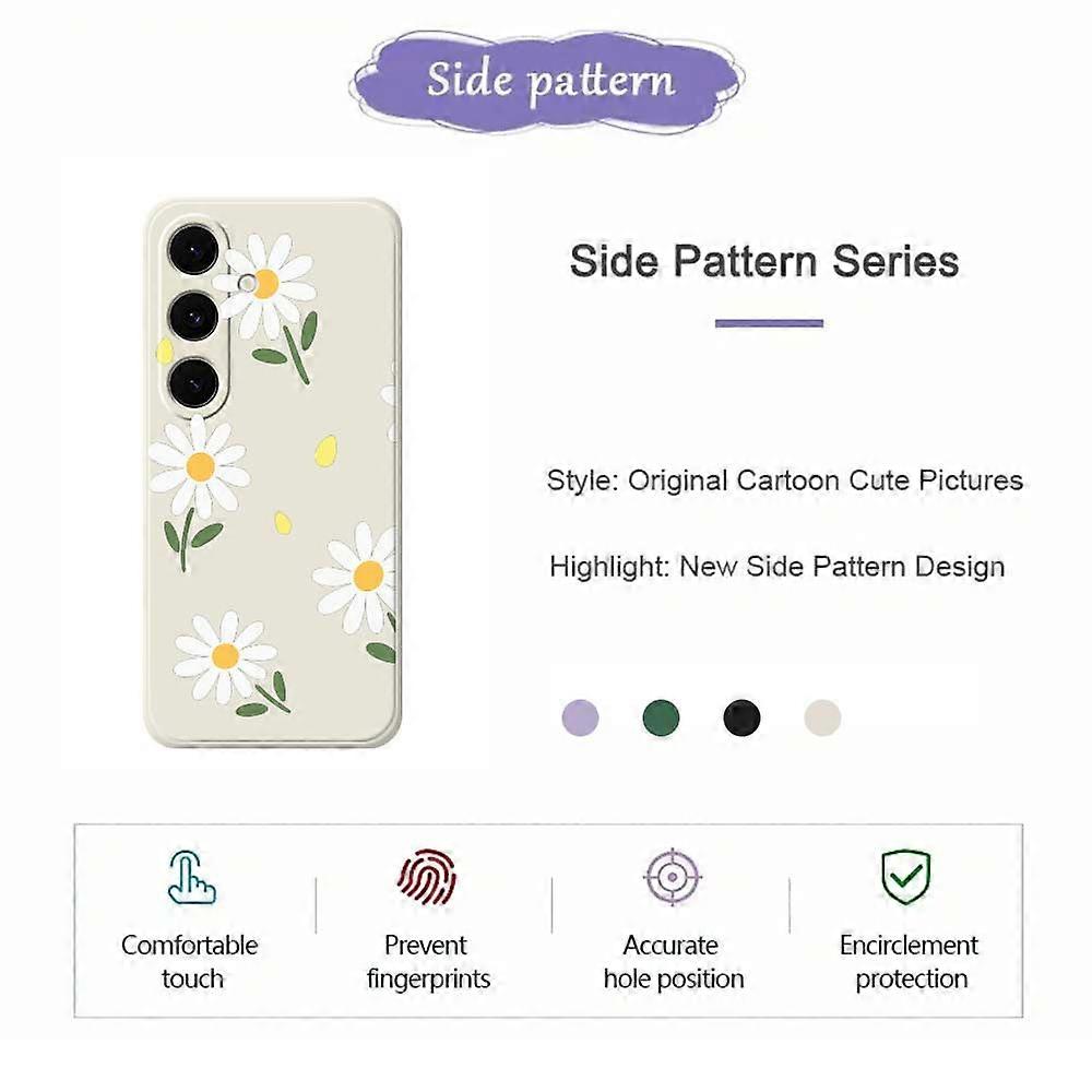 TKdaddy For Samsung Galaxy S25 FE Case Daisy Pattern Printing Straight Edge  TPU Phone Back Cover