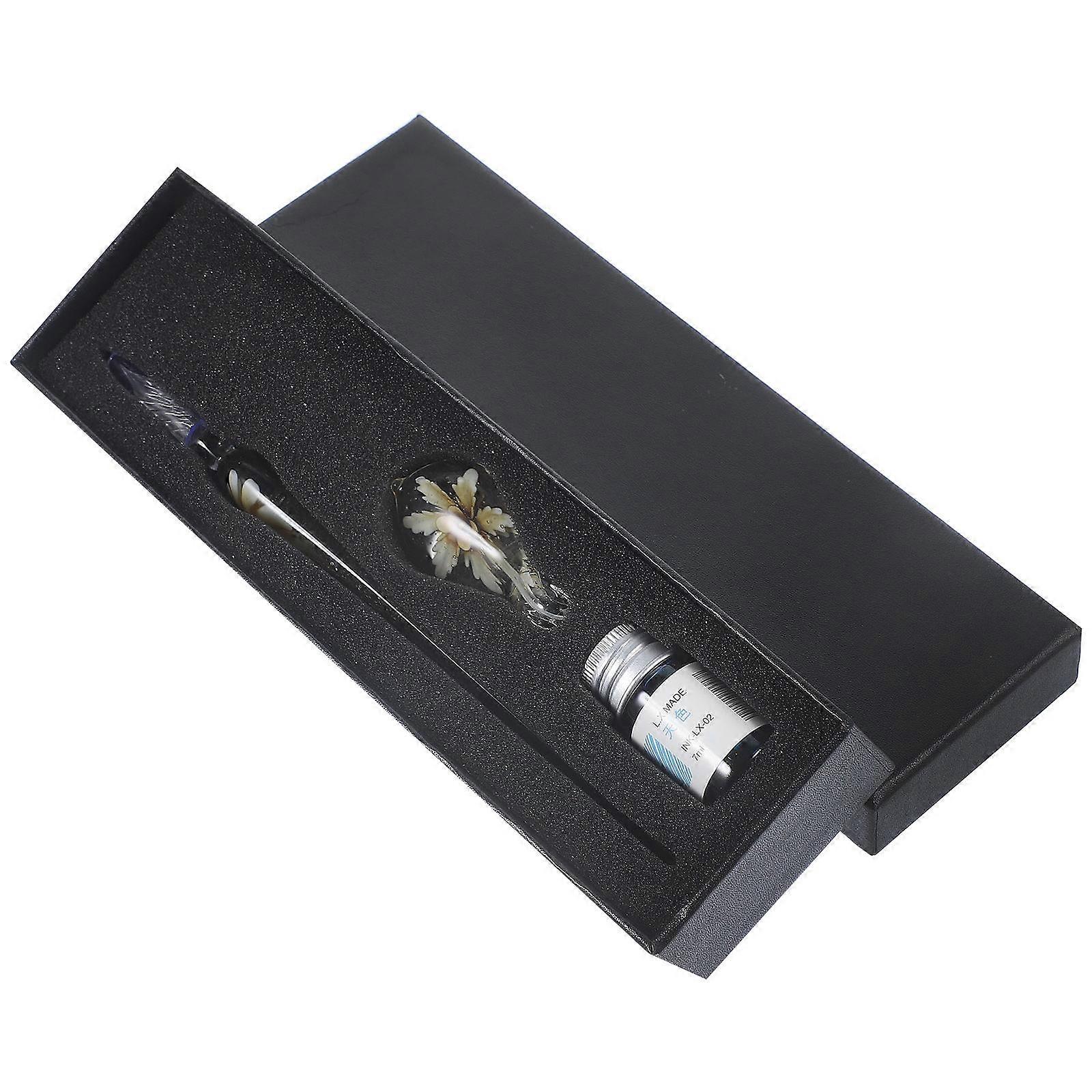 Vintage Glass Dip Pen for Writing 1Set Yellow Crystal Pen