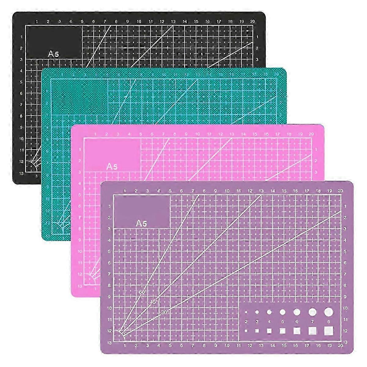 Craft Cutting Mats (4 Pack): A5 PVC Mats with Grid Lines, 5.9x8.7 Inches - Quality Craft Cutting Tool