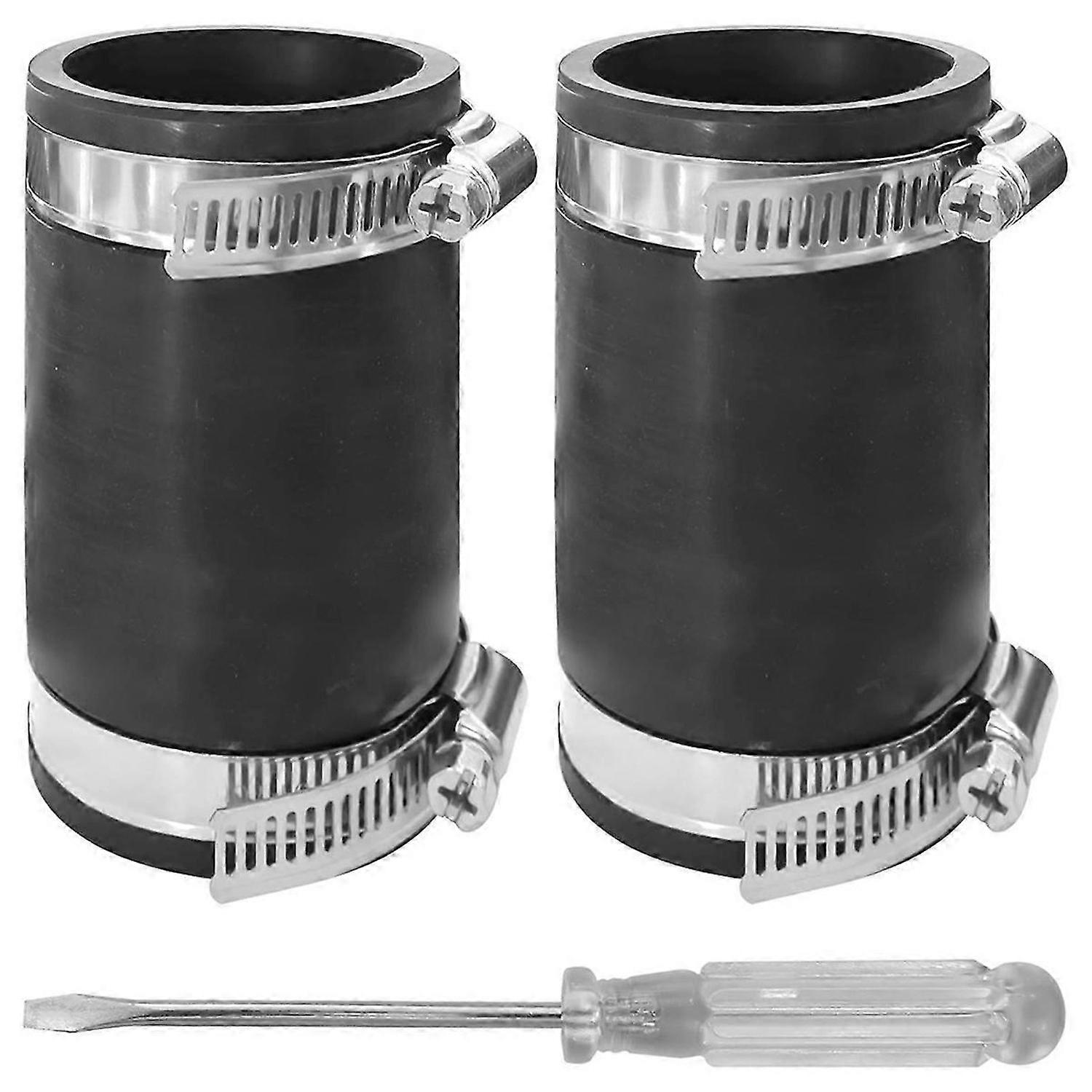 2Pcs 2In X100mm Flexible TPE Coupling with Stainless Steel Clamp High Temp Resistants Pipe Connector