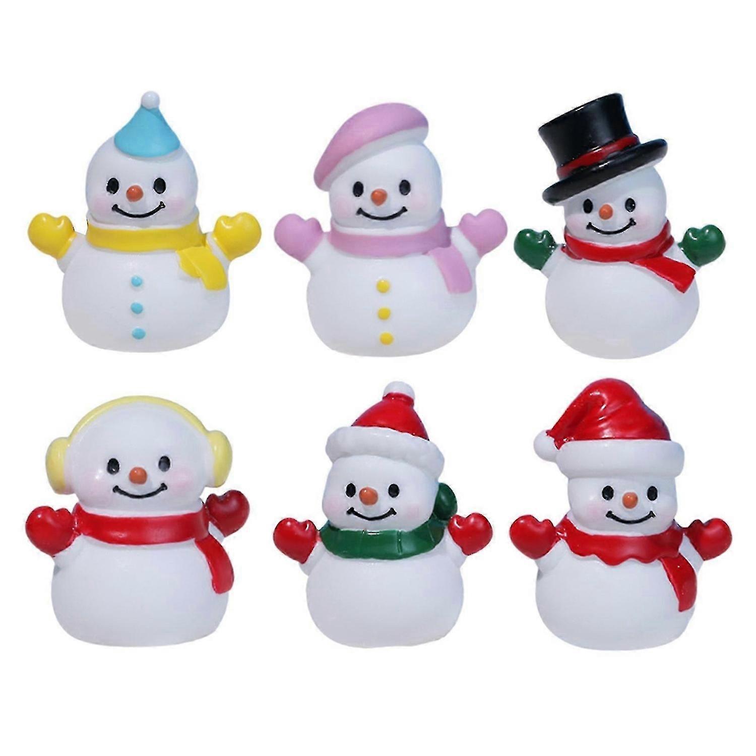6 Pcs Cute Snowman Table Crafts Durable Compact Handiworks for Vehicle