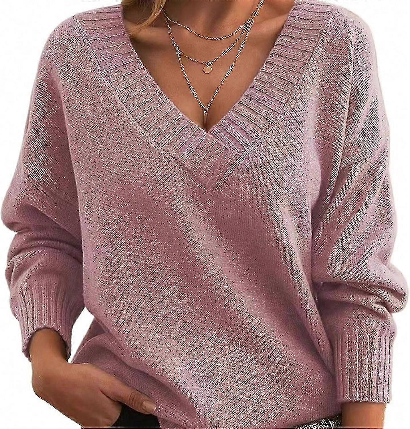 المرأة سترة فضفاضة وعصرية الخامس الرقبة البلوز عارضة تنوعا محبوك سترة مثير