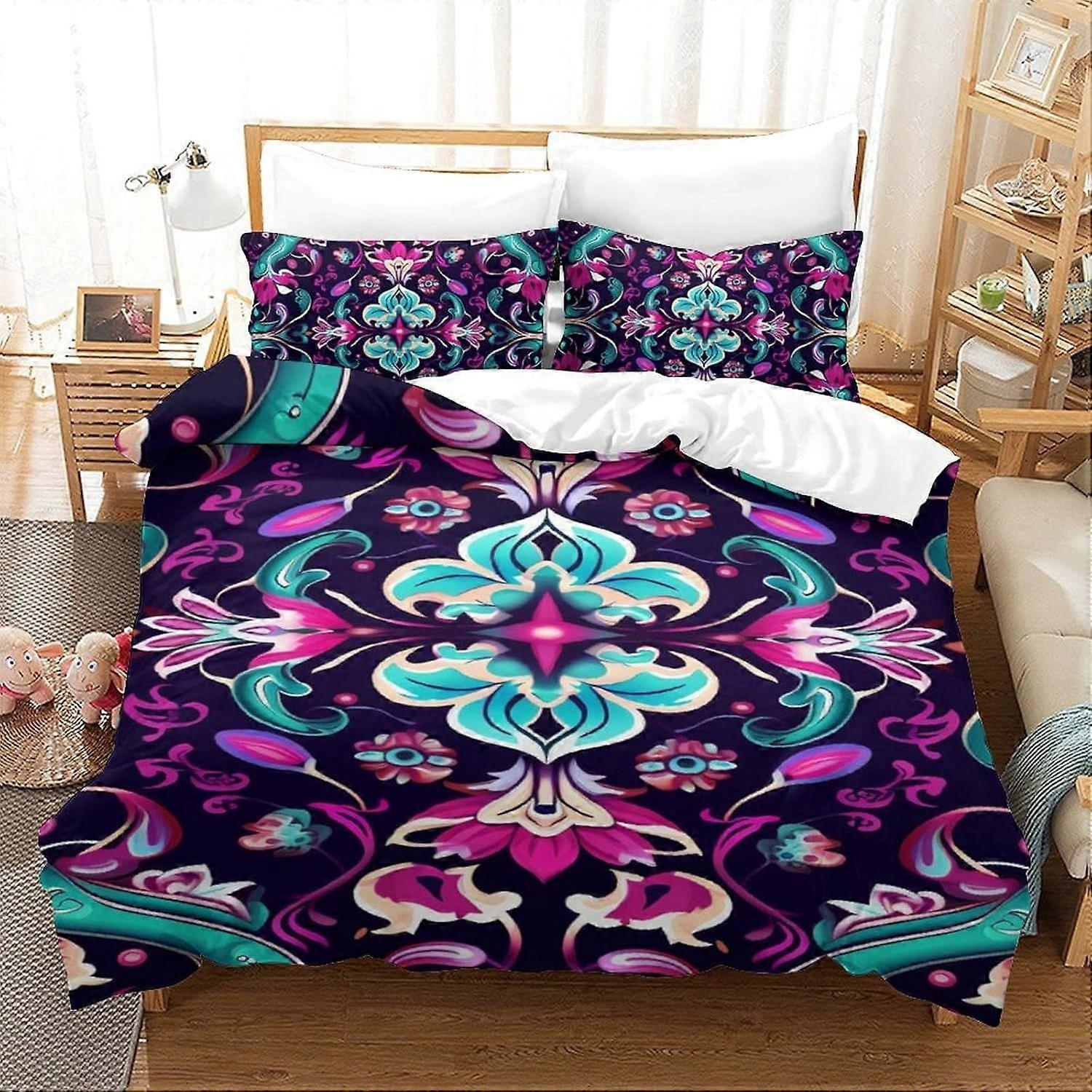 e592 Figure 3D Printed Quilt Cover 3 Pieces Bedding Set Soft Easy Care with Zipper ClosurePillowcases for Teens And Adults Single n592