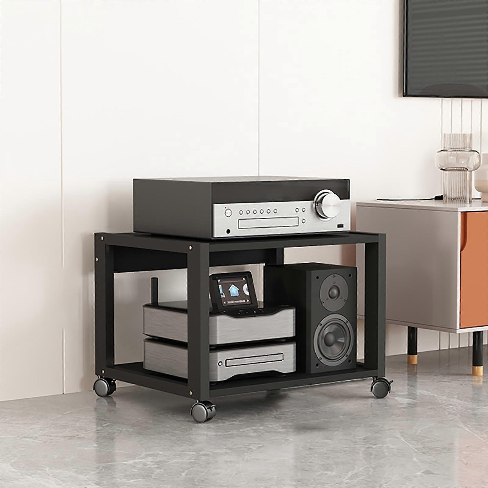 Media Stand Audio Rack MidCentury Modern AV Corner Shelf For Game Consoles And DVDs 50.1x40x40 Cm