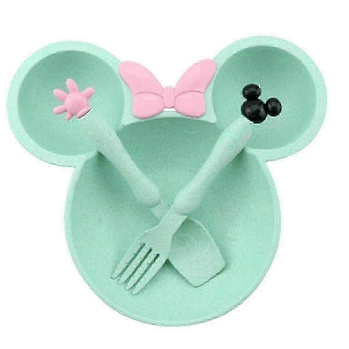 Wheat Straw Dinnerware Set with Bowknot Plates Spoons and Forks