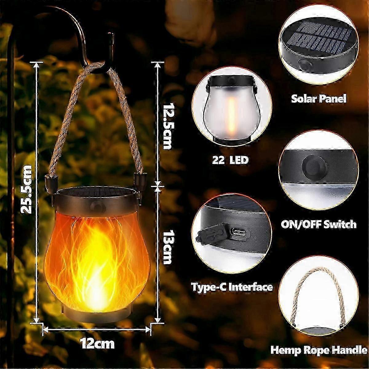 Solar Lanterns Lights Flickering Flame Garden Lights