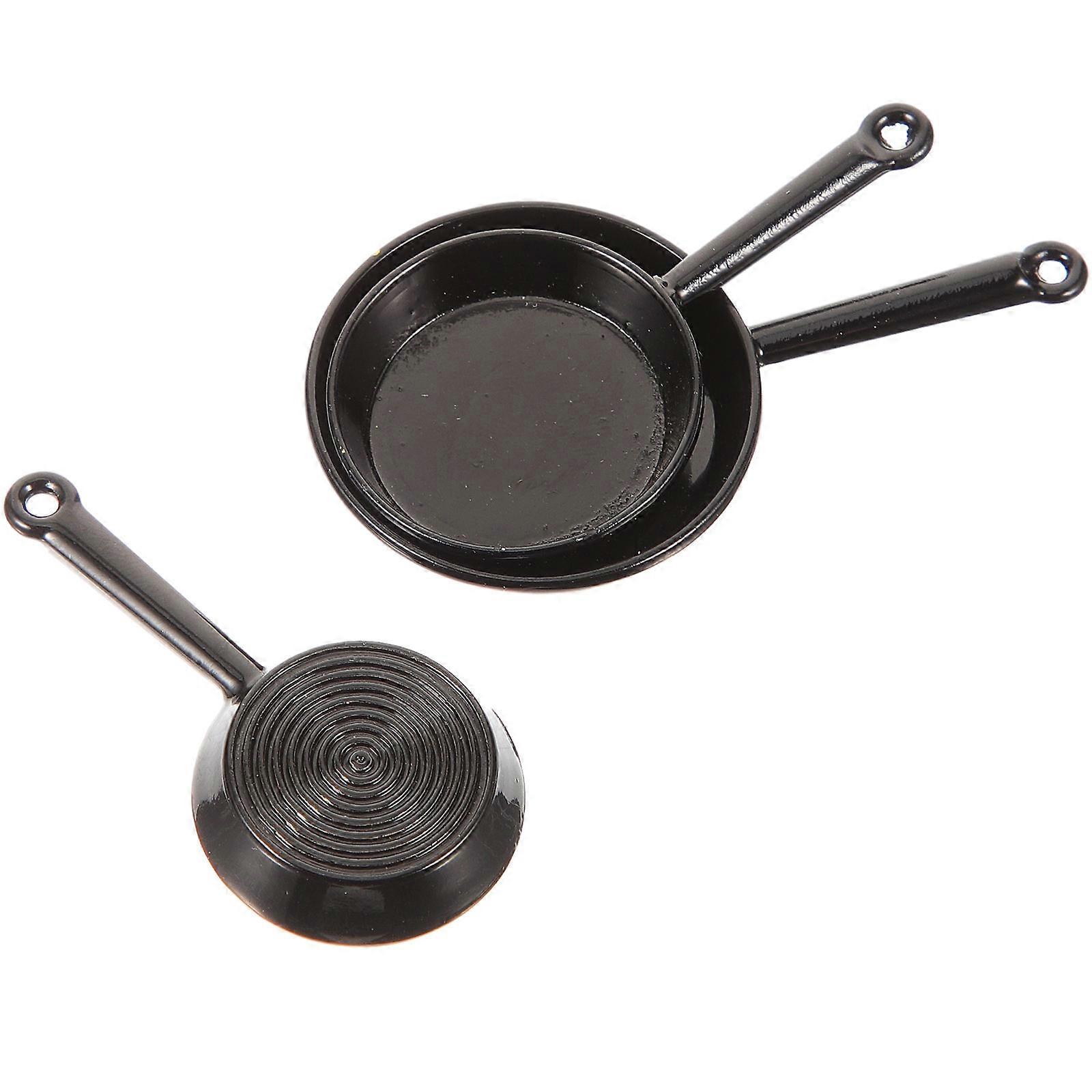 Delicate Miniature Craft Alloy Mini Pan for Decor 6Pcs Set