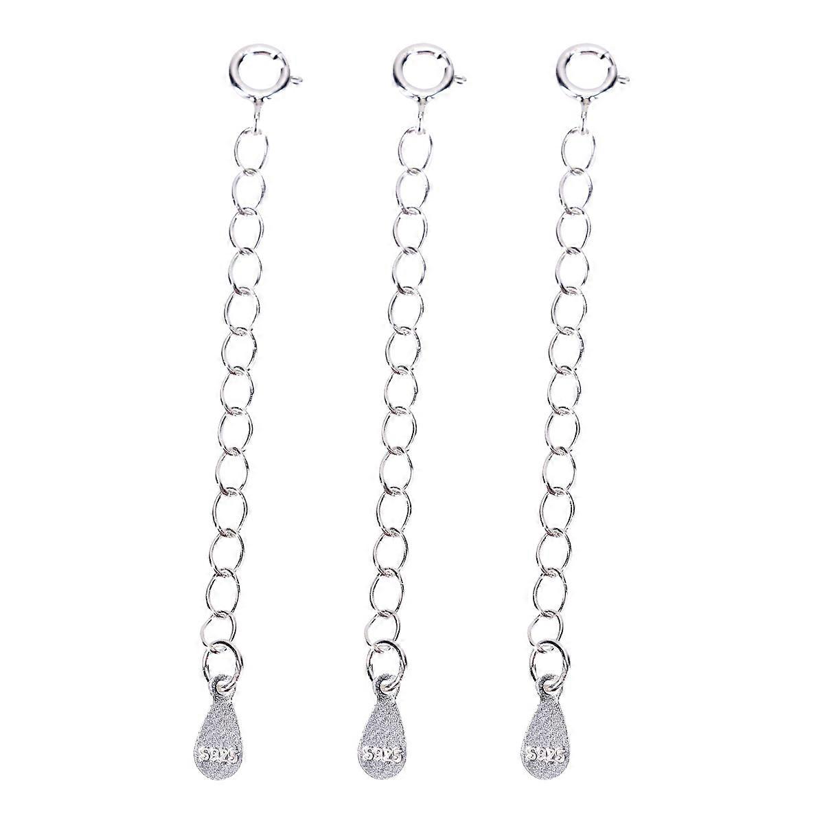3Pcs Sterling Silver Bracelet Extender Chain for Adjustable Jewelry Use