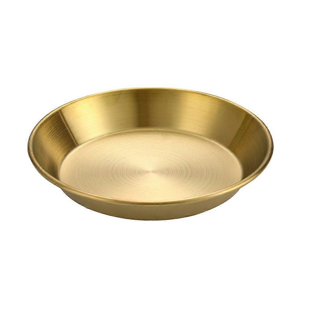 Stainless Steel Seafood Plate Golden Round Serving Food for Buffet 7.86x7.86x1.18in 1Pcs