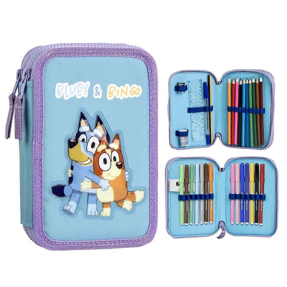 Bluey double pencil case with zipper and large capacity