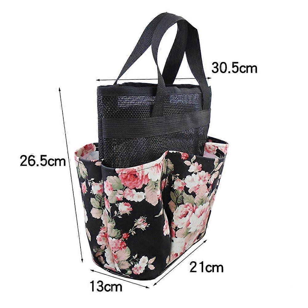 Shower Tote Bag Mesh Bath Basket for Storage Use Foldable Black