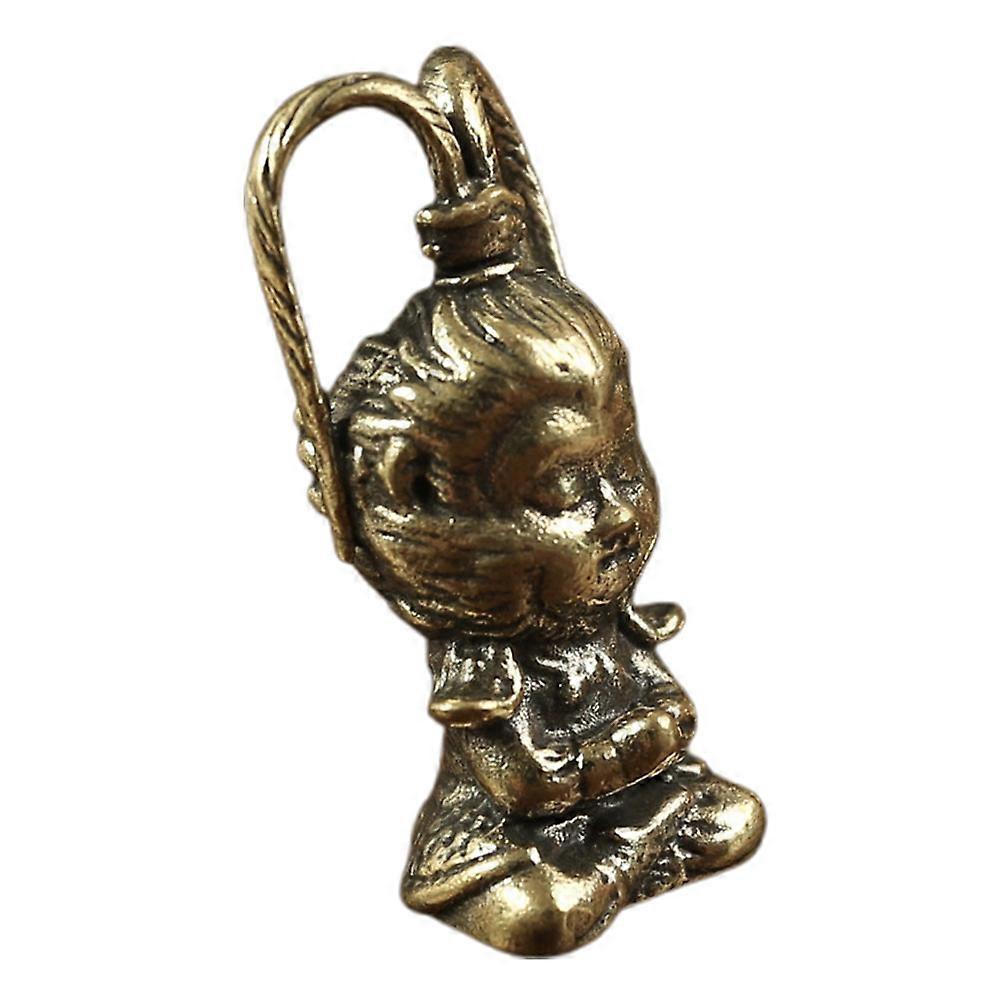 3Pcs Vintage Copper Keychain Featuring Wukong Statue Design Suitable For Accessories With Distinctive Artistic Touch