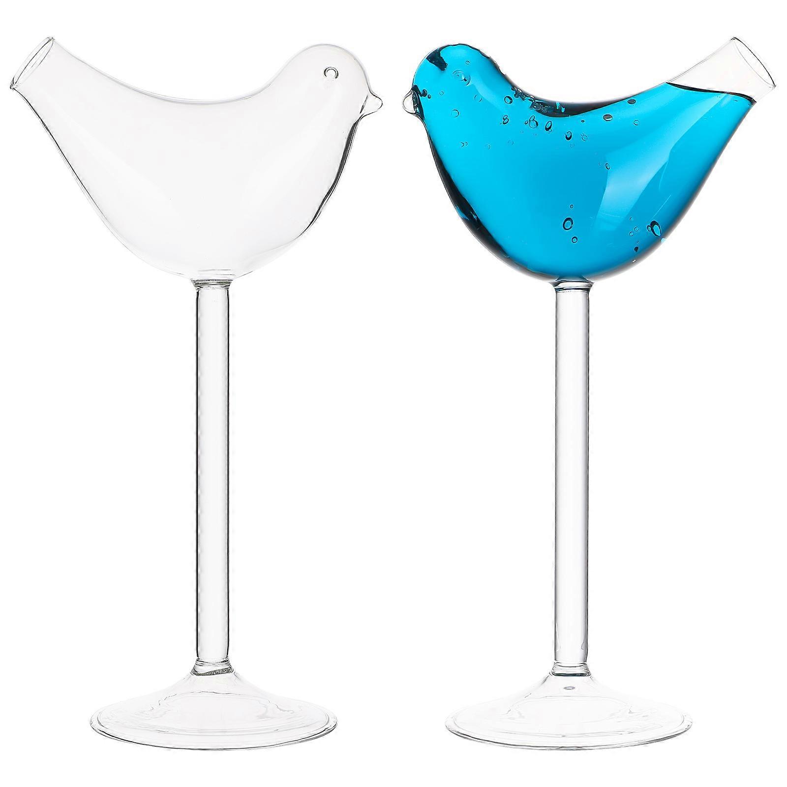 Creative Bird Shape Cocktail Glass Goblets for Bar 4Pcs Transparent