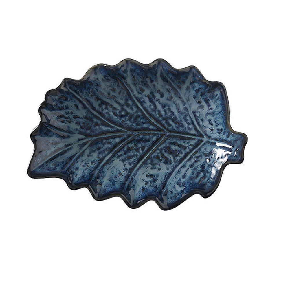 Porcelain Fried Steak Plate Leaf Shaped Plate for Fish Serving 2Pcs