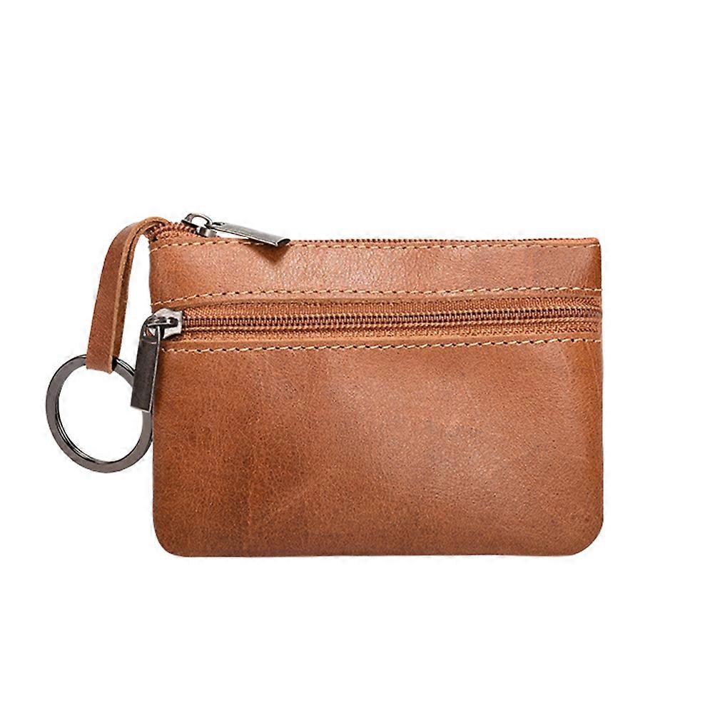 Multi-Function Clutch for Storage 3Pcs Brown Wax Genuine Wallets