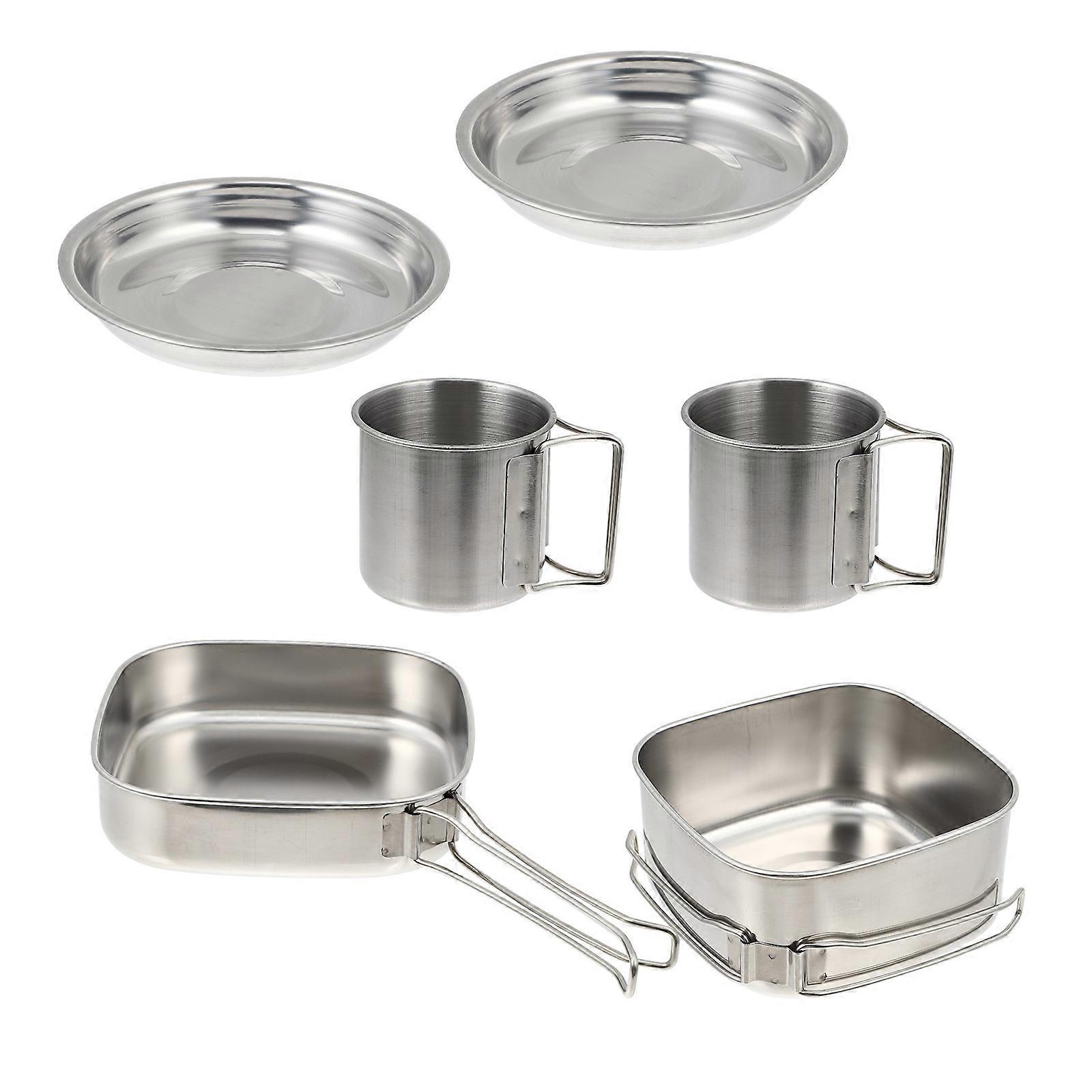 Picnic Cooking Utensils Stainless Steel Set for Camping 2Sets Durable Pot