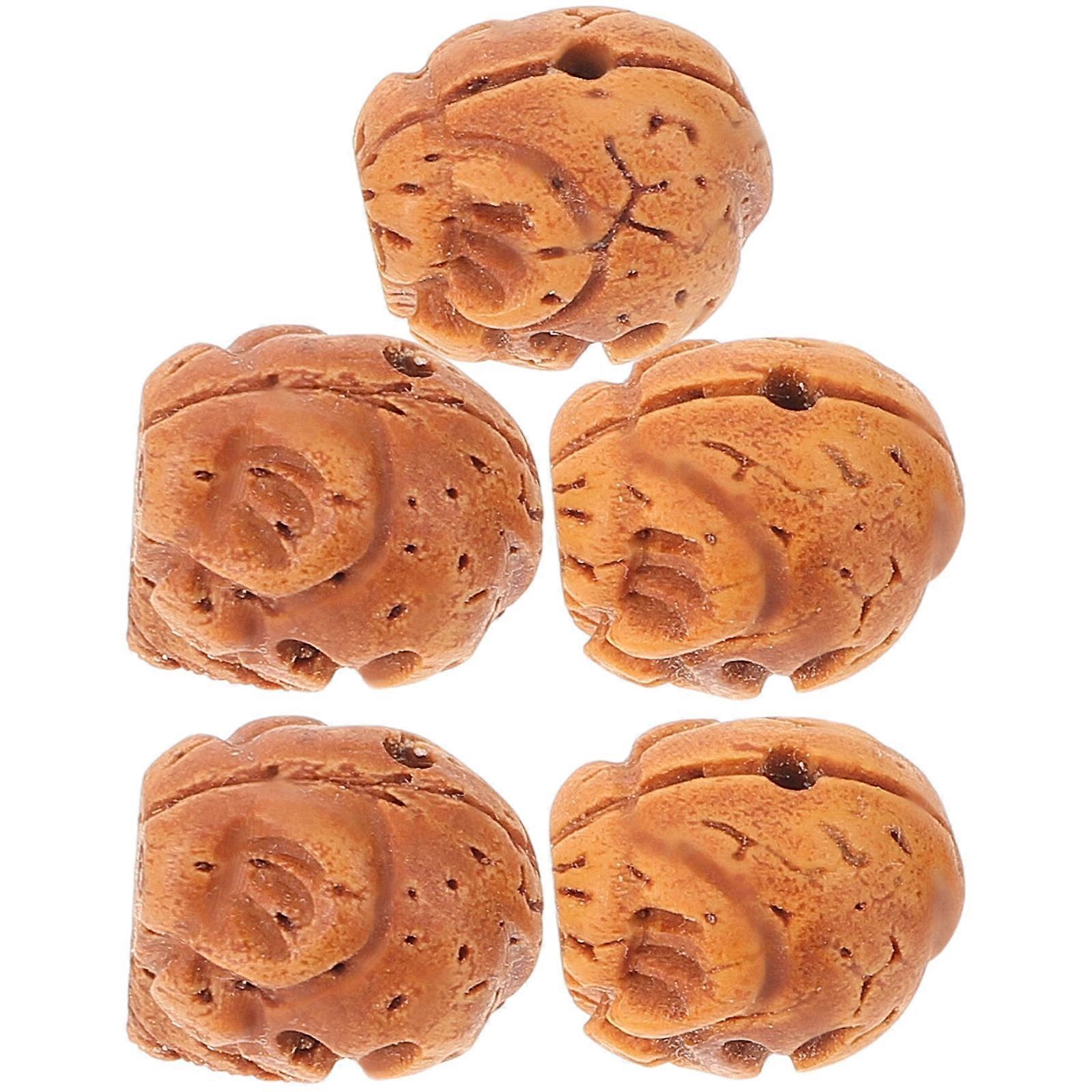 15 Pcs Diy Peach Pits Carving Loose Beads Elephant Carving Beads For Collection Display Light Brown Traditional Crafts