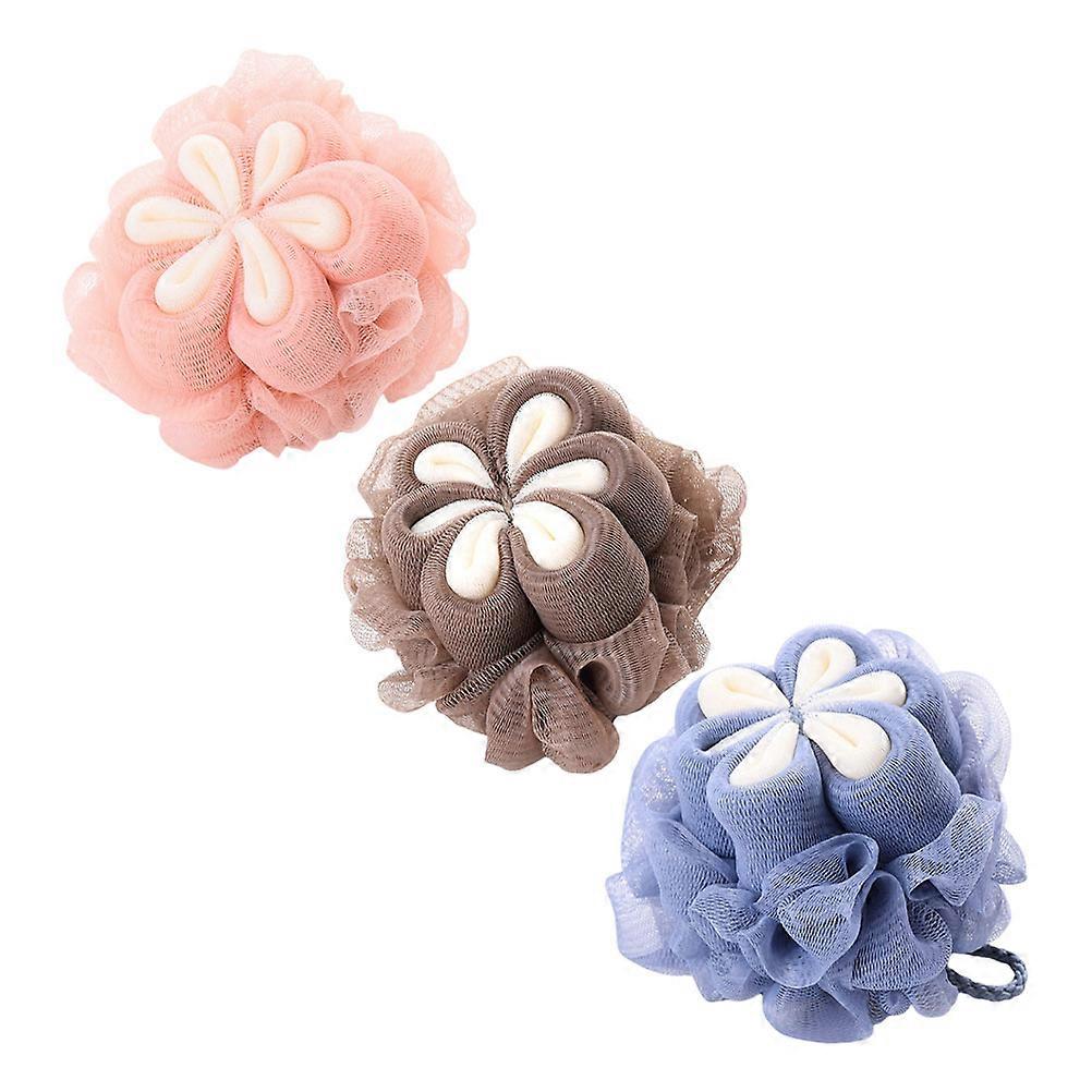 Bath Loofah Sponge Mesh Puff for Bath 6Pcs Flower Design Colors