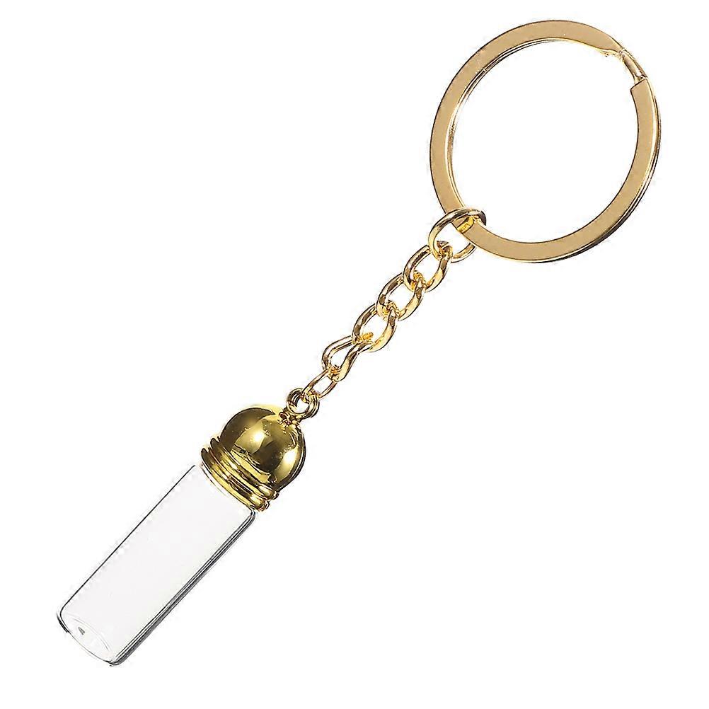 3Pcs Small Glass Bottle Keychain for Storage Use Golden Perfume Bottles