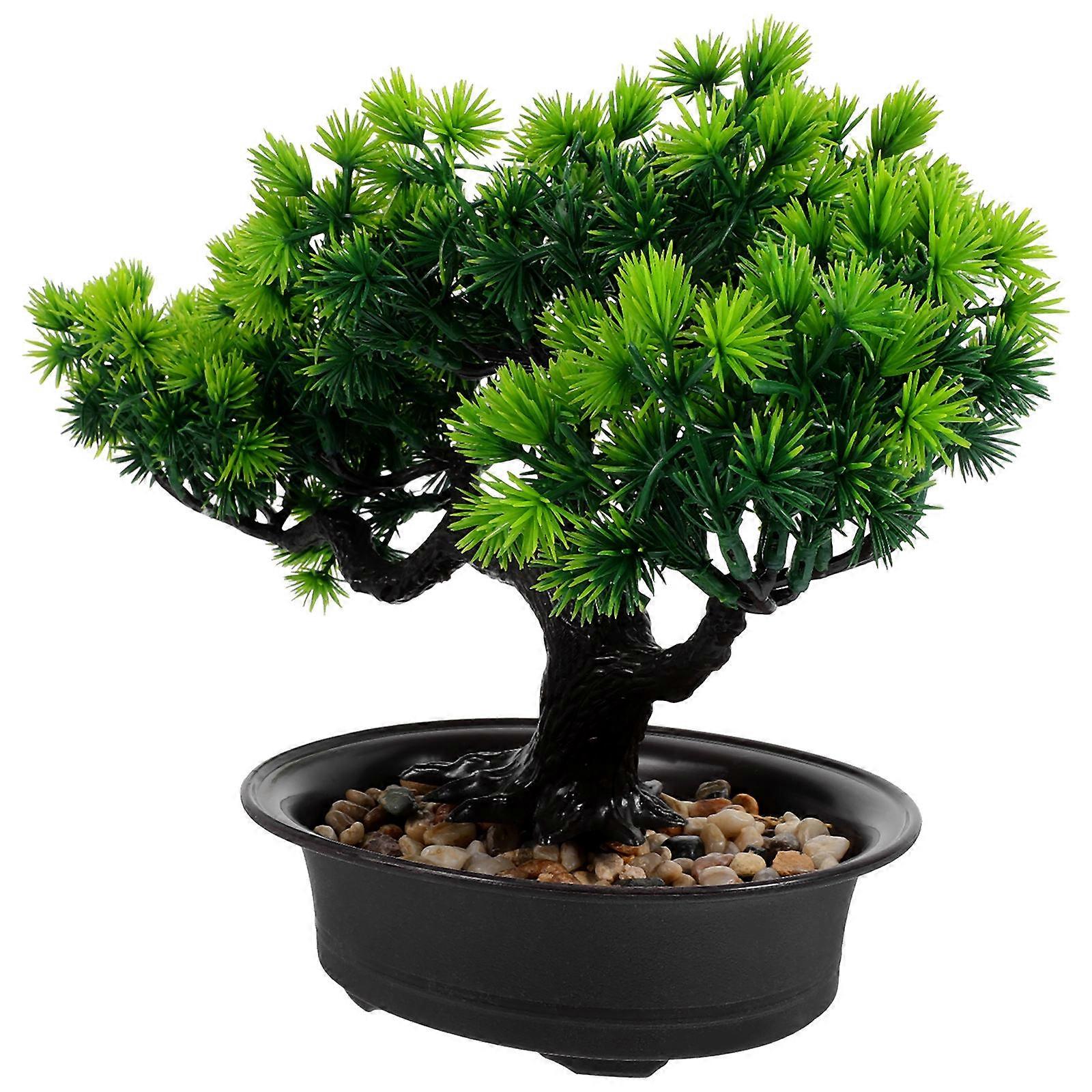 Artificial Pine Tree Realistic Bonsai for Decor 3Pcs Green Potted