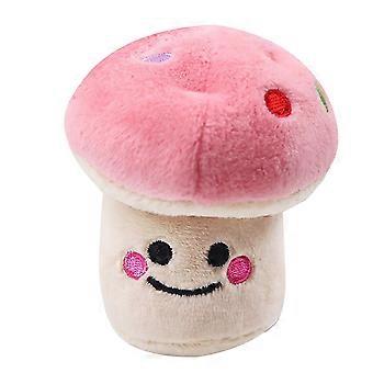 Plush Dog Toy Cartoon Mushroom Shaped Bite Resistant Teeth Grinding Reduce Boredom Interactive Puppy Chew Toy Pink