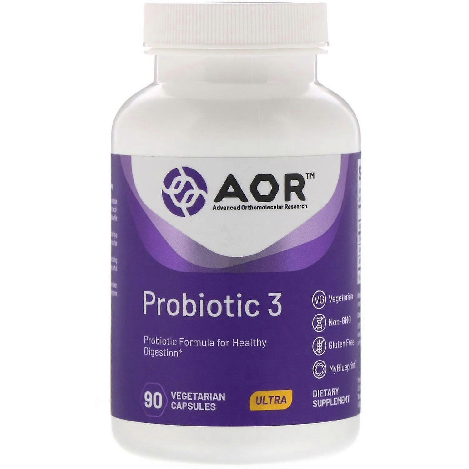 Advanced Orthomolecular Research AOR, Probiotic 3, 90 Vegetarian Capsules