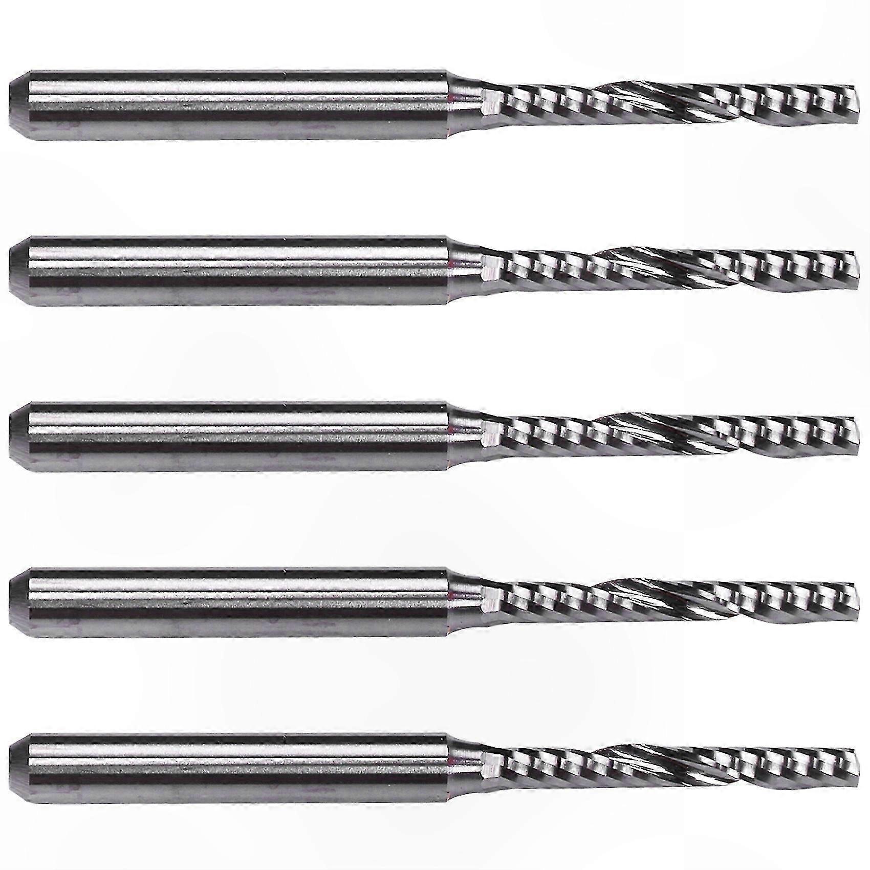 Carbide Spiral End Mill 2mm x 15mm Single Flute CNC Router Bit (5 Pack)