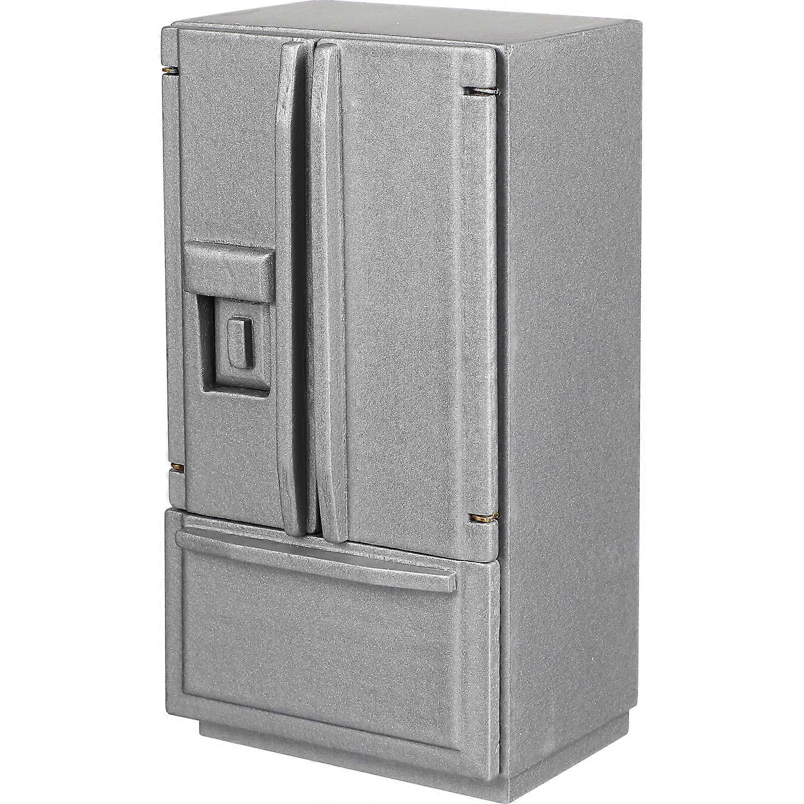 Tiny Dollhouse Accessory Silver Refrigerator Indoor Play 1Set For Kids