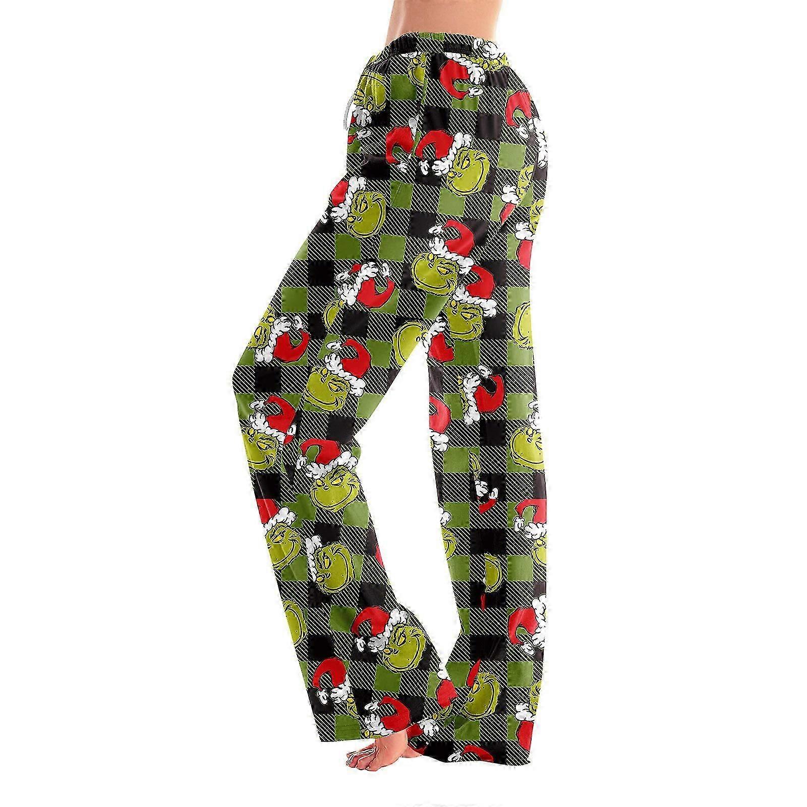 Pijama Grinch para mujer, informal, con cordón, cintura elástica, cómodo, recto, para yoga, suelto