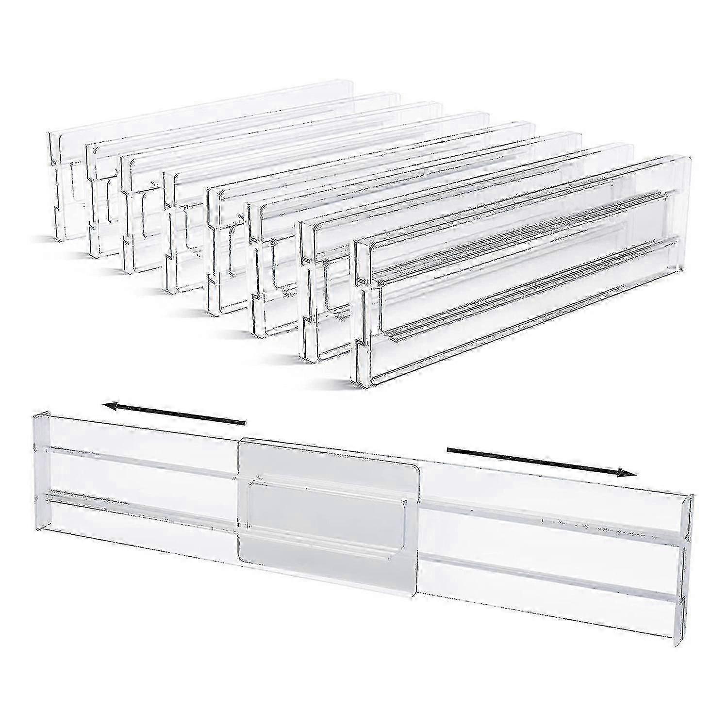 Adjustable Drawer Organizers, 8-Pack Clear Plastic Dividers for Storage