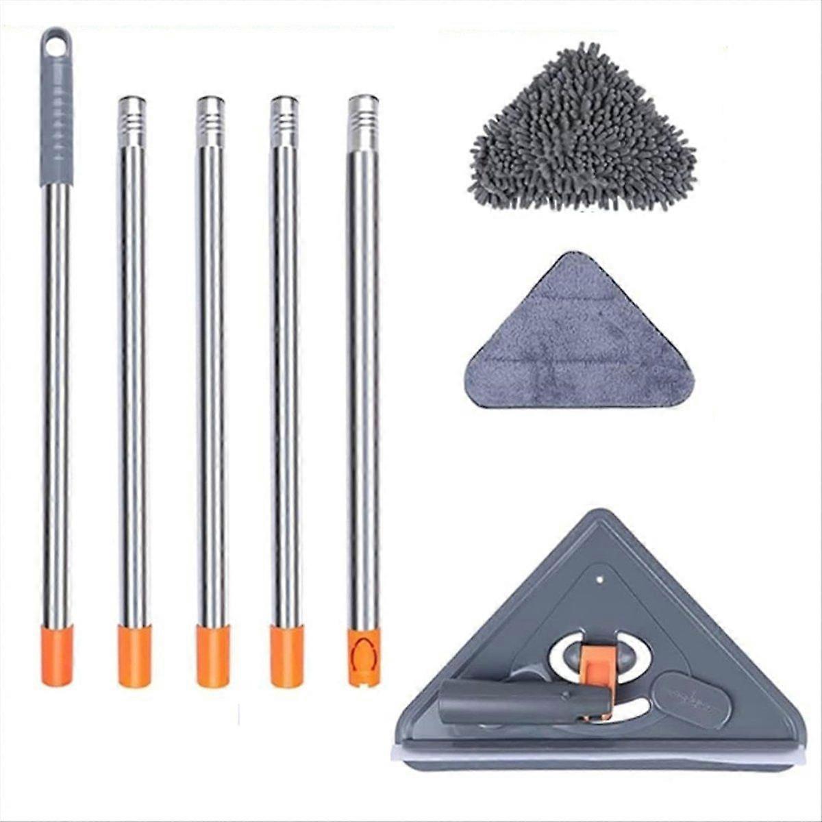 Wall Mop with Long Handle 360 Rotating Triangle Microfiber Wall Cleaning Mop Adjustable Dry Wet Du