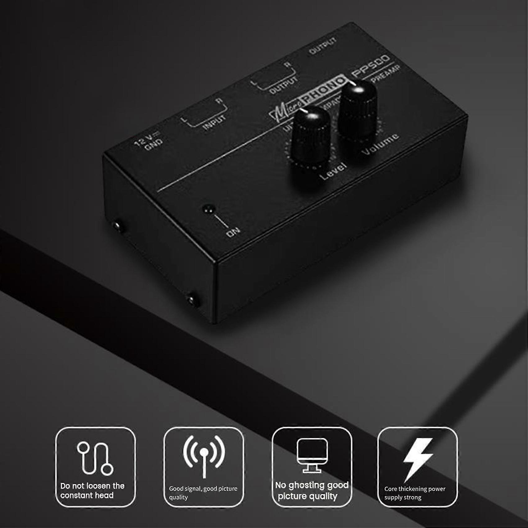 4X PP500 Ultra-Compact Phono Preamp Pre Amp Preamplifier with Level Volume Control EU Plug