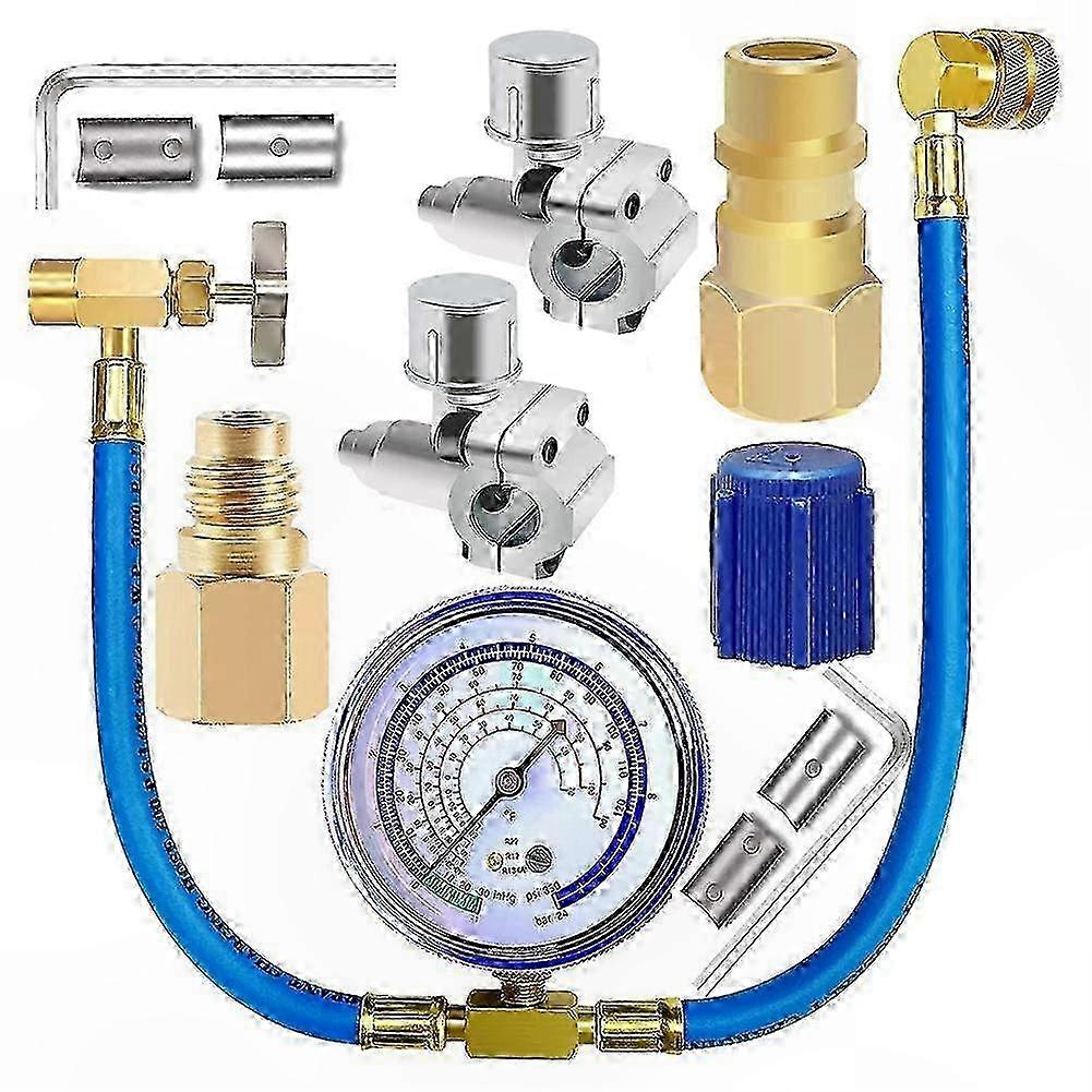 AC Refrigerant Charging Hose with Piercing Valve and Retrofit Functionality