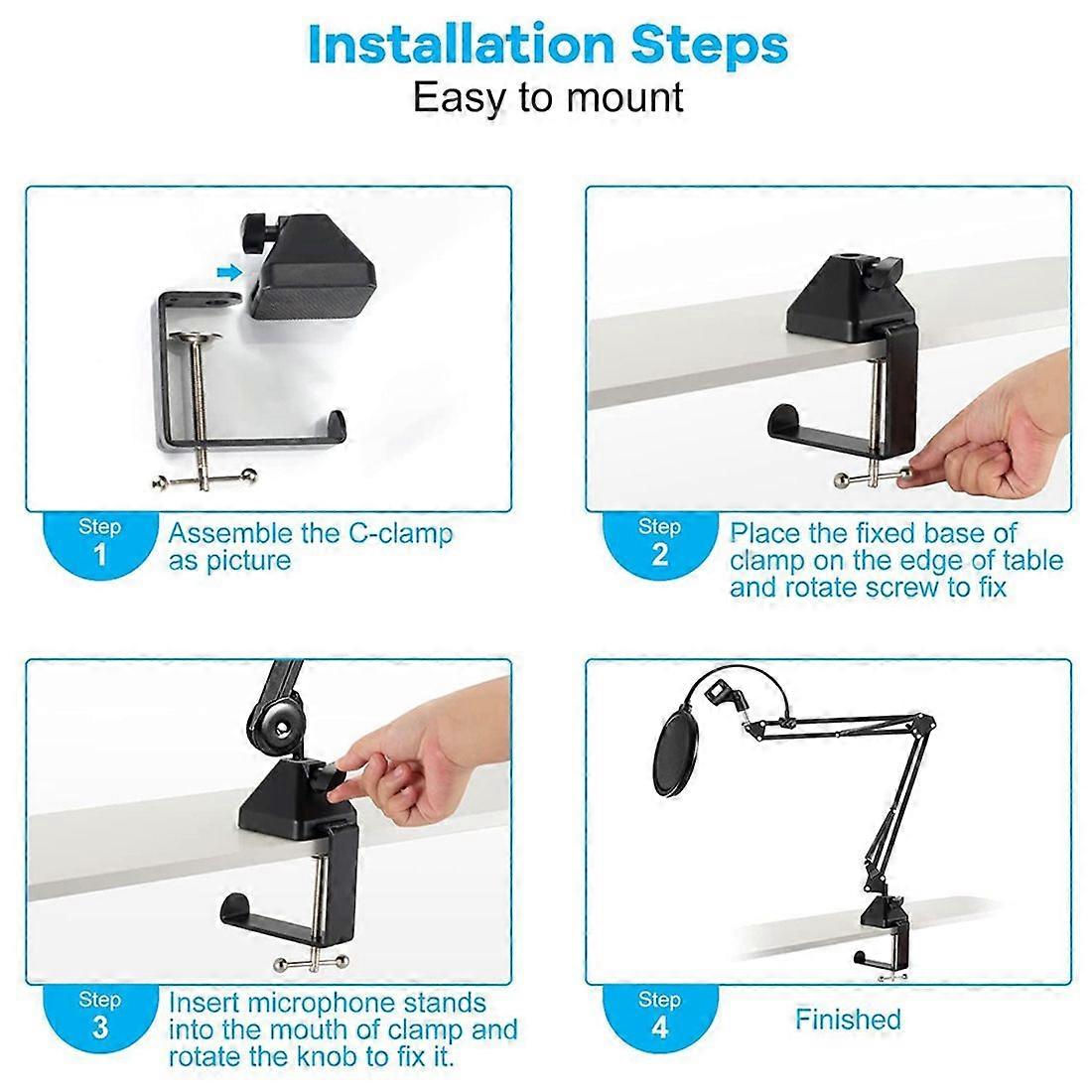 Table Mount Clamp, with Headset Hook for Microphone Suspension Boom