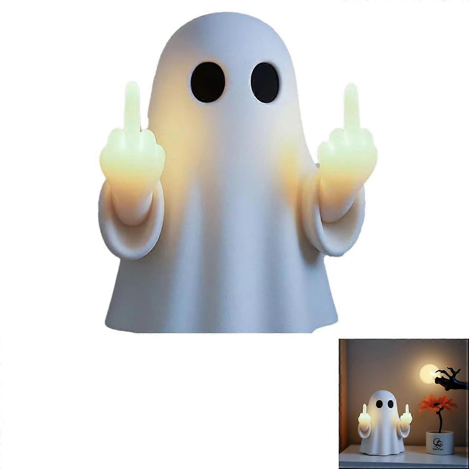 MiddleFinger LED Lamp USBPowered Spooky LightUp Figurine Resin Night Light For Bar, Desk, Wall Display