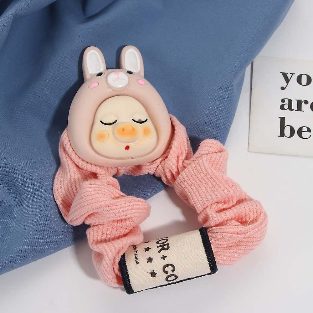 1 قطع الشعر الدائري النساء الفتيات أزياء Scrunchies أغطية الرأس الشعر العلاقات لطيف أصبع تزلف الأمعاء الغليظة الشعر حلقة مرنة عصابات الشعر (الوردي)