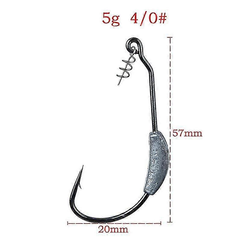 5 Pack Weighted Fishing Hook Barbed Jig Hook With Twist Lock Throwing Hook Swimming Lure Fishing Hook
