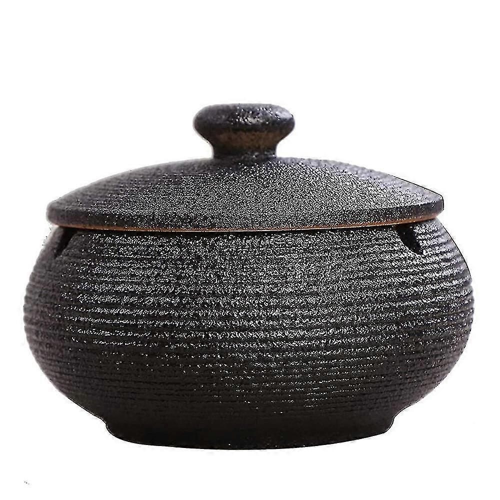 屋内屋外用の蓋付きブルーセラミック灰皿防風タバコ灰皿