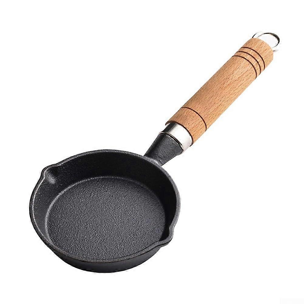 10 cm Cast Iron Mini Skillet With Wooden Handle For Eggs And Cooking Frying Pan Model A10CM