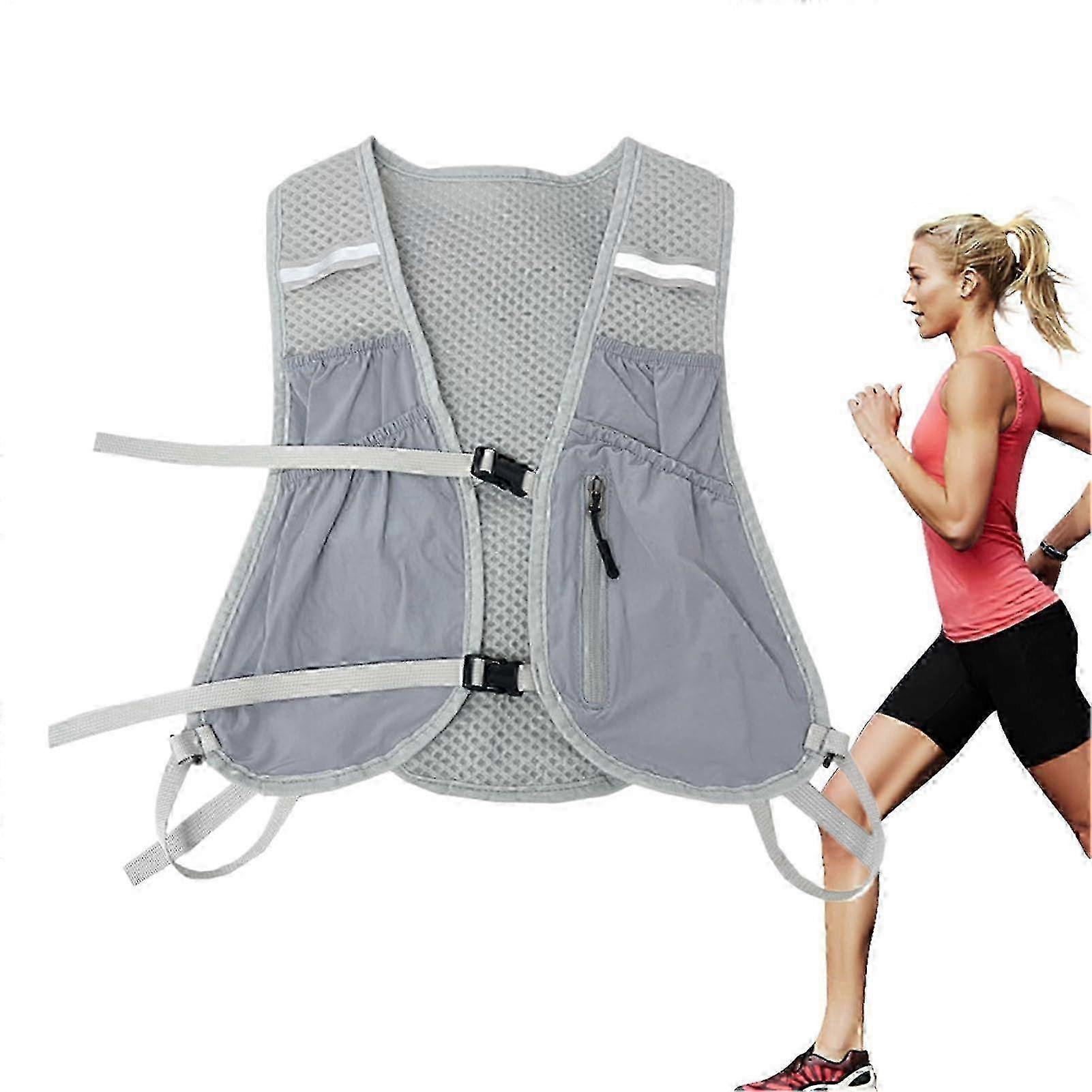 Running Vest Breathable Hydration Vest For Running Mountaineering Biking Grey B With Pockets