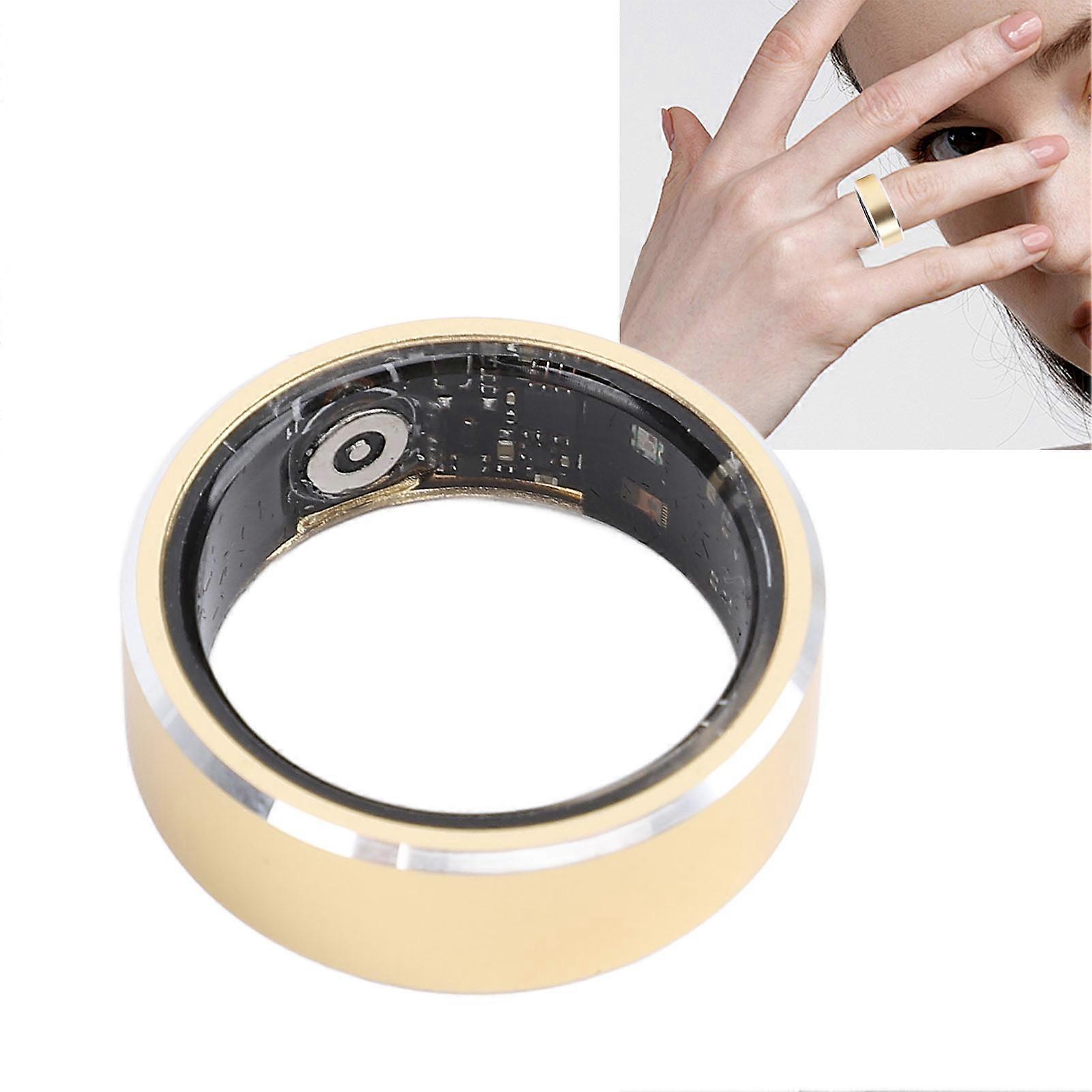 Smart Ring Health Tracker IP68 Water Resistant Bluetooth 5.1 Fitness Tracker Step Count Sleep Ring for Women Men Size 9 Gold