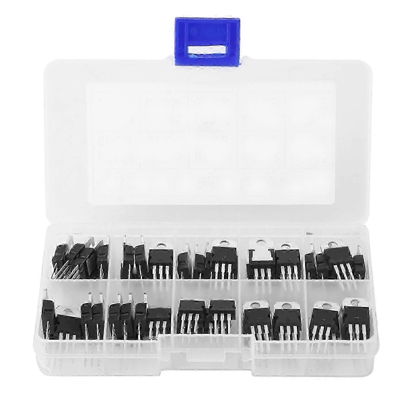 60pcs 10 Values L7805CV LM317t Transistor Assortment Kit Set With Storage Box